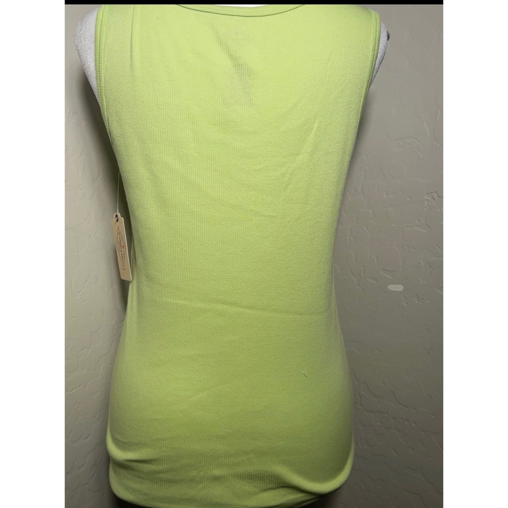 St. Johns Bay Lime Green Embellished Ribbed Tank Top Petite Medium NWT - Picture 4 of 4